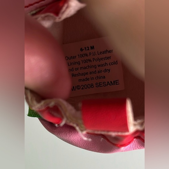 Vintage Sesame Street 2008 Pink & Red Elmo Leather Slip-on Baby shoes 6-12month - Picture 5 of 6